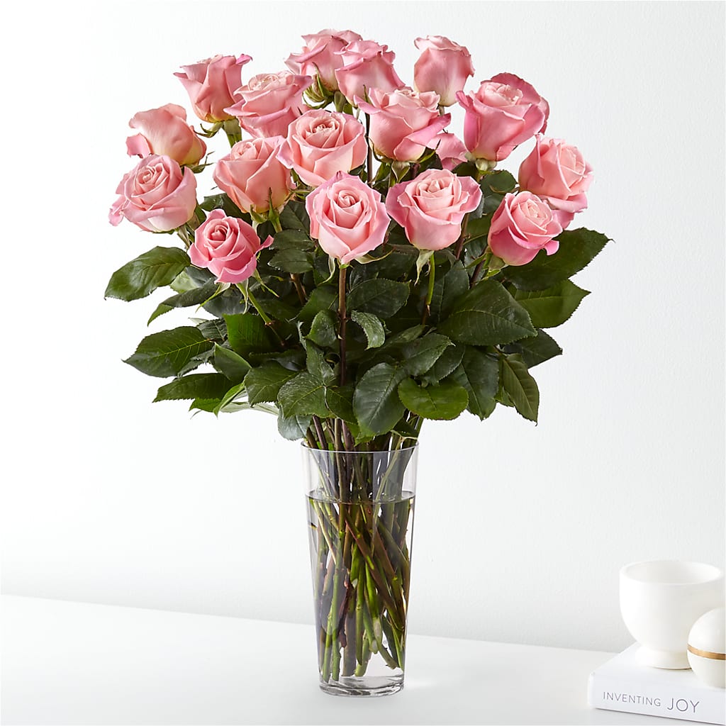 Long Stem Pink Rose Bouquet – VASEFUL FLOWERS & GIFTS, Princeton NJ