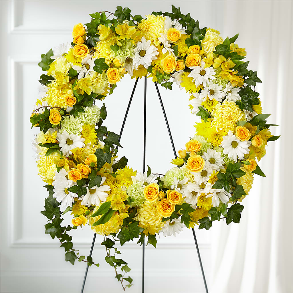 Golden Remembrance Wreath – VASEFUL FLOWERS & GIFTS, Princeton NJ