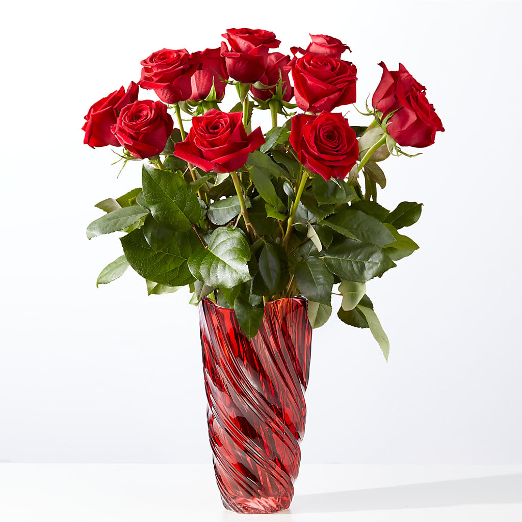 Classic Love Red Rose Bouquet with Luxe Swirl Vase – VASEFUL FLOWERS & GIFTS, Princeton NJ