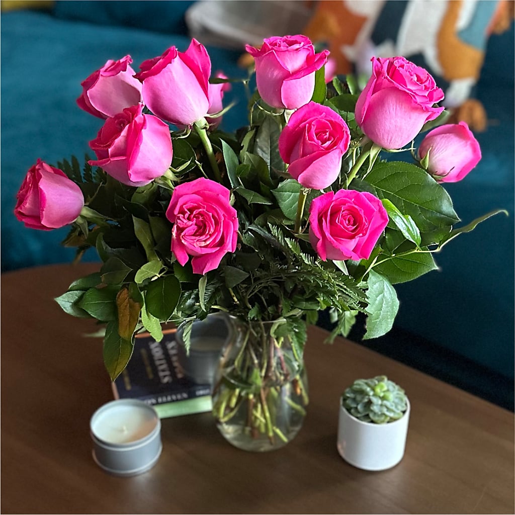 Long Stem Pink Rose Bouquet – VASEFUL FLOWERS & GIFTS, Princeton NJ