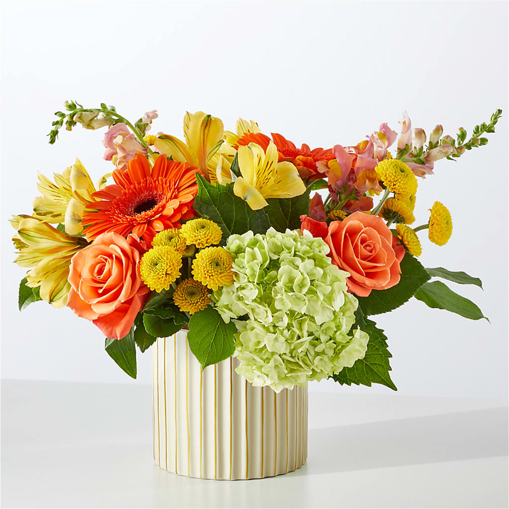 Autumn Sunshine Bouquet with Ivory Vase – VASEFUL FLOWERS & GIFTS, Princeton NJ
