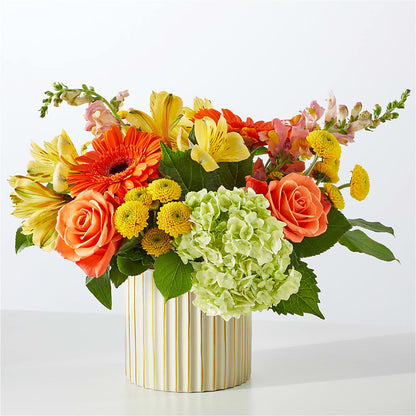 Autumn Sunshine Bouquet with Ivory Vase – VASEFUL FLOWERS & GIFTS, Princeton NJ