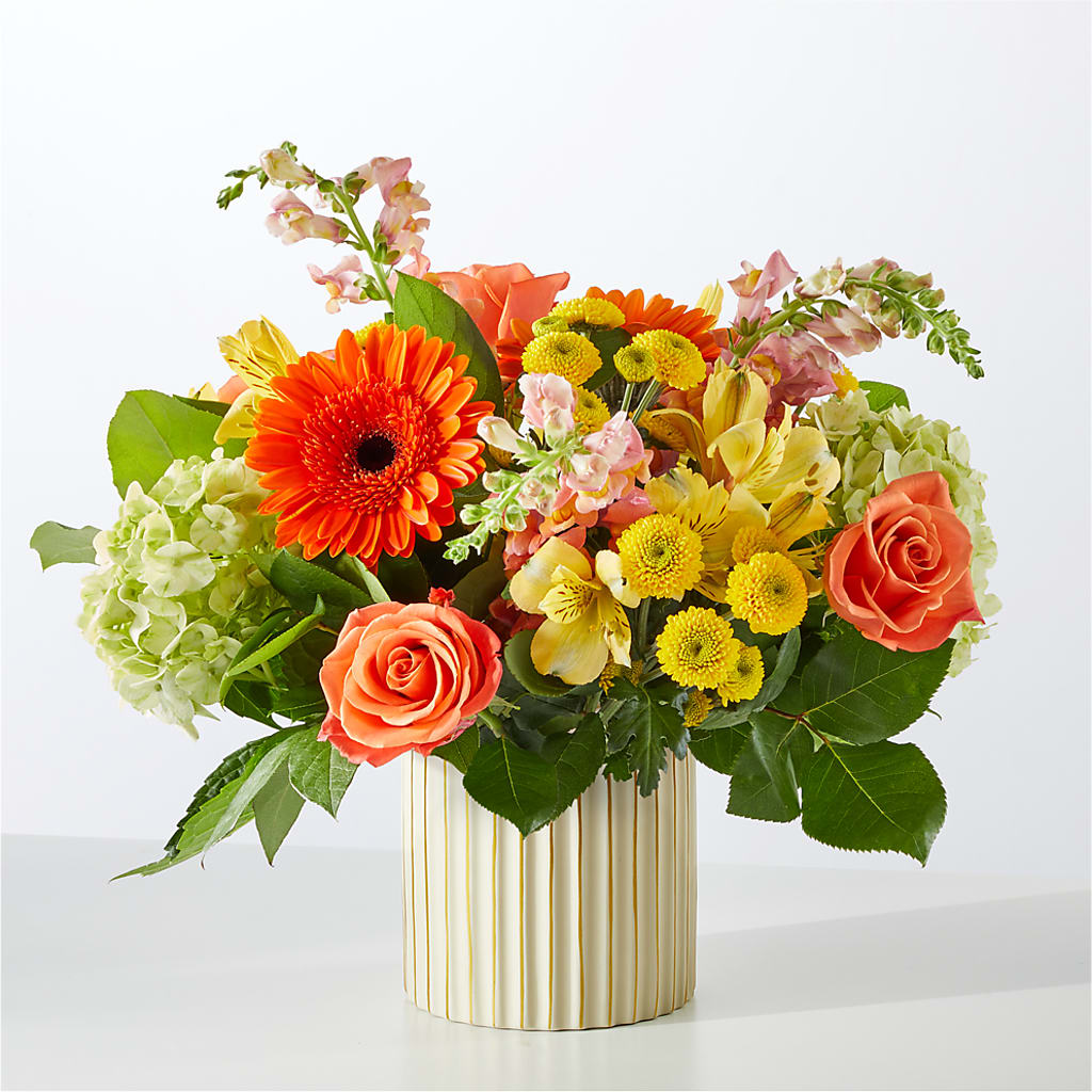 Autumn Sunshine Bouquet with Ivory Vase – VASEFUL FLOWERS & GIFTS, Princeton NJ