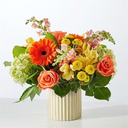 Autumn Sunshine Bouquet with Ivory Vase – VASEFUL FLOWERS & GIFTS, Princeton NJ