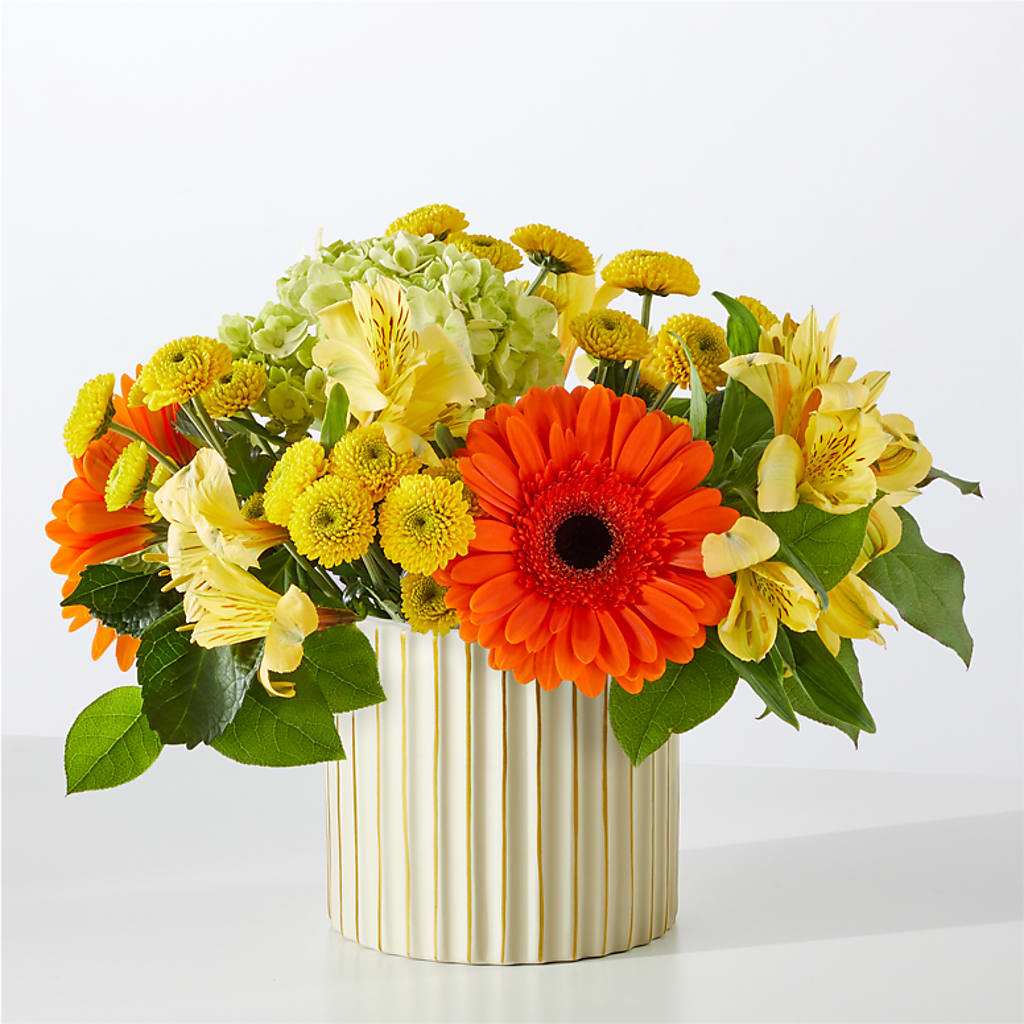 Autumn Sunshine Bouquet with Ivory Vase – VASEFUL FLOWERS & GIFTS, Princeton NJ
