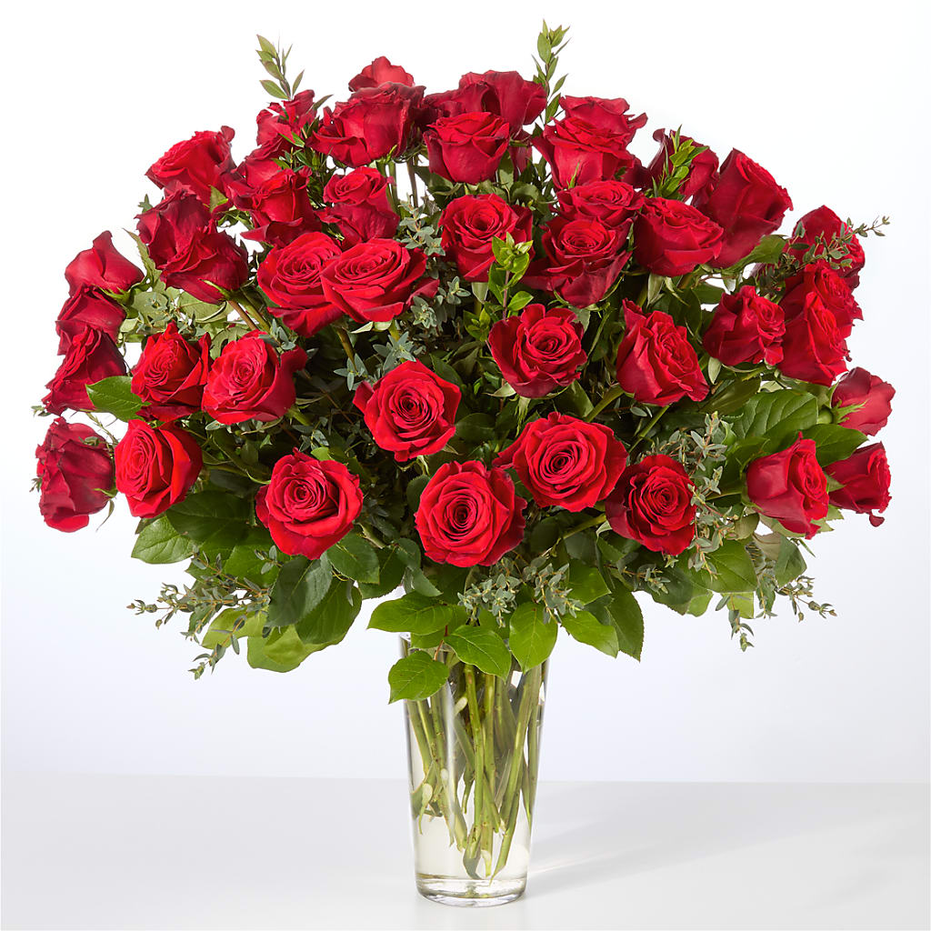 Forever Yours Fifty Stem Red Rose Bouquet – VASEFUL FLOWERS & GIFTS, Princeton NJ